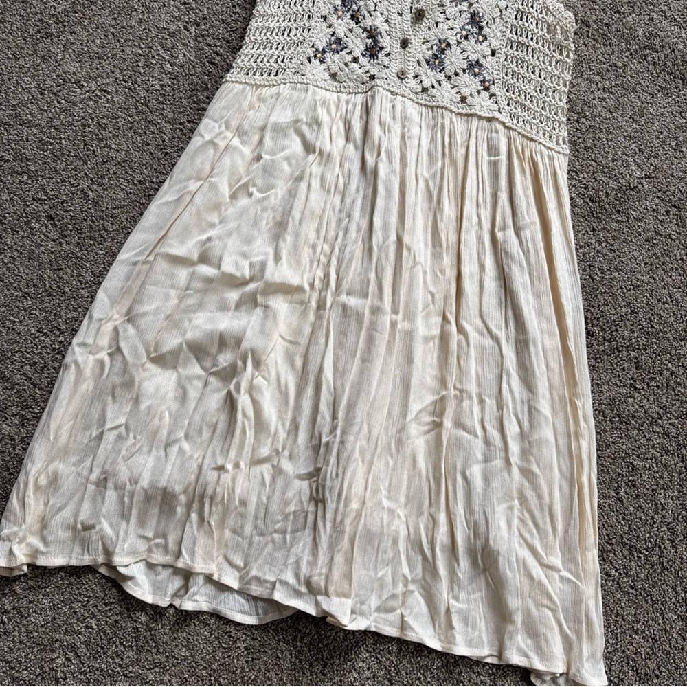 Hem & Thread Women’s Medium Cream Crochet Top Dress - Picture 7 of 13